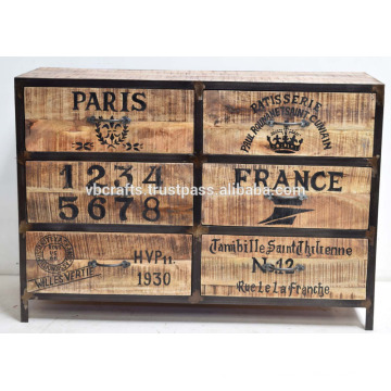 industrial wooden drawer cabinet with French Painting
